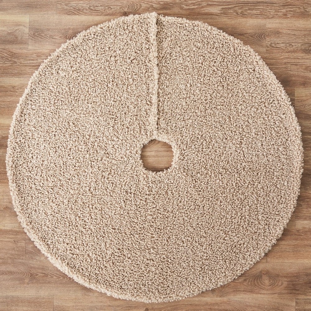 Balsam Hill Tan Boucle Tree Skirt, 60” - Picture 3 of 6